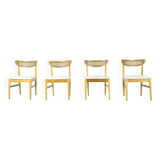 Very Rare Set Of 4 Vintage Midcentury Teak And Cane Bergere Chairs