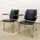 Black Leatherette Dutch Design Gispen Armchairs by Martin de Wit, 1960s.