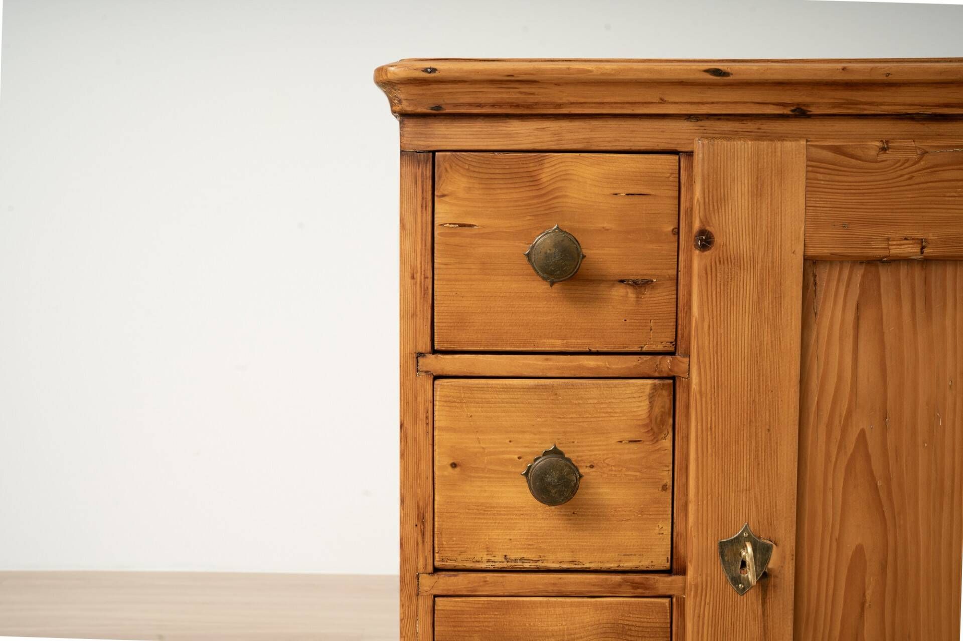 Antique Pine Biedermeier Cabinet with Four Drawers