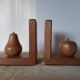 Wooden bookends shaped like an apple and pear – Minimalist design