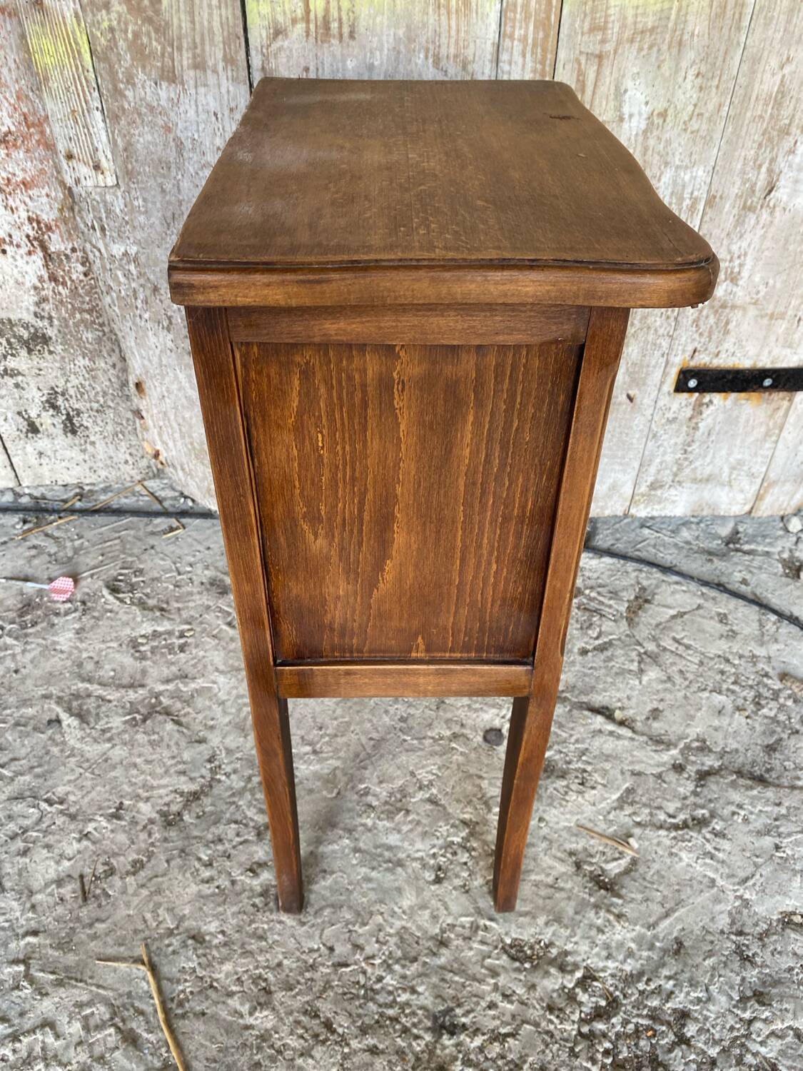 Antique Nightstand Table in Louis XV Style Wood with Vintage Drawer #D894