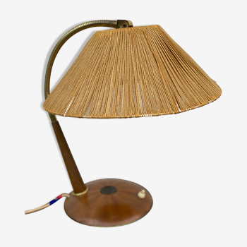 Tempe teak and rattan adjustable table lamp