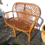 Rattan bench 80s