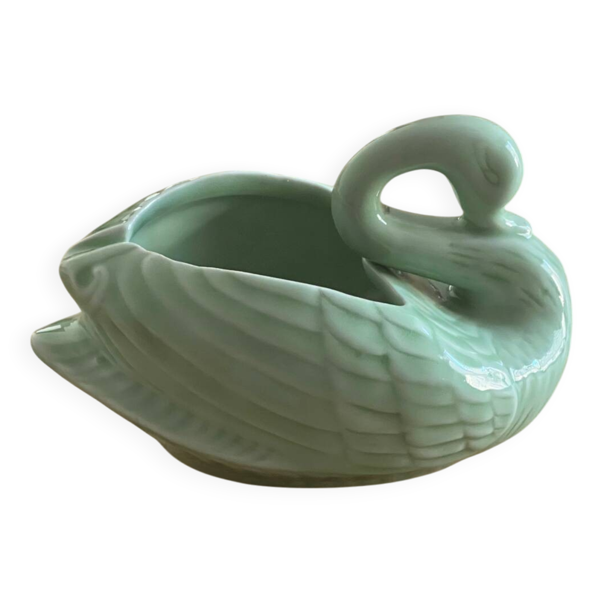 Almond green ceramic swan