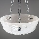 1980s Murano Ice-Textured Opalescent Glass Plafonnier Lamp by Effetre