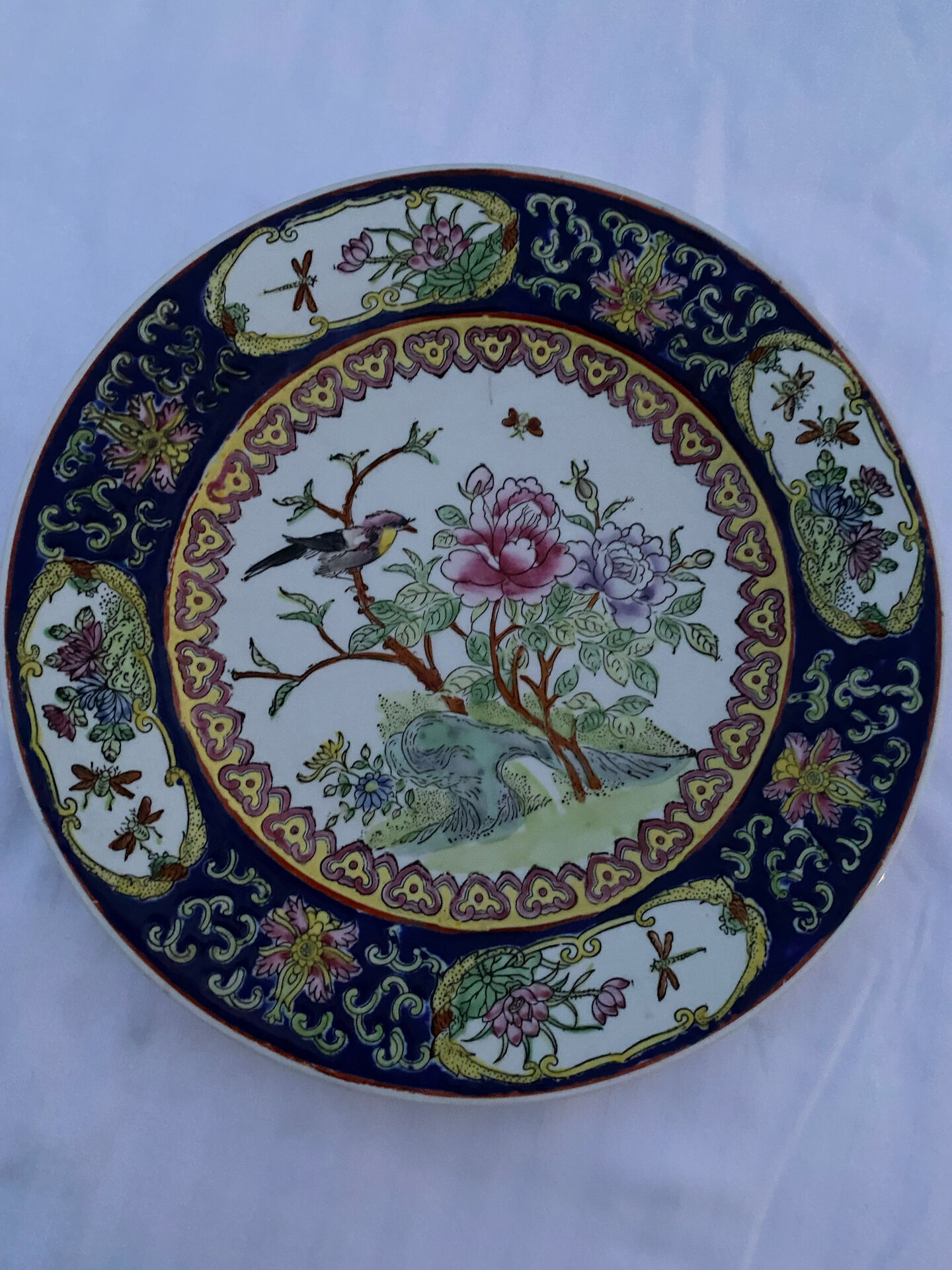Decorative Plate Macau / China Porcelain — Birds, Peacocks