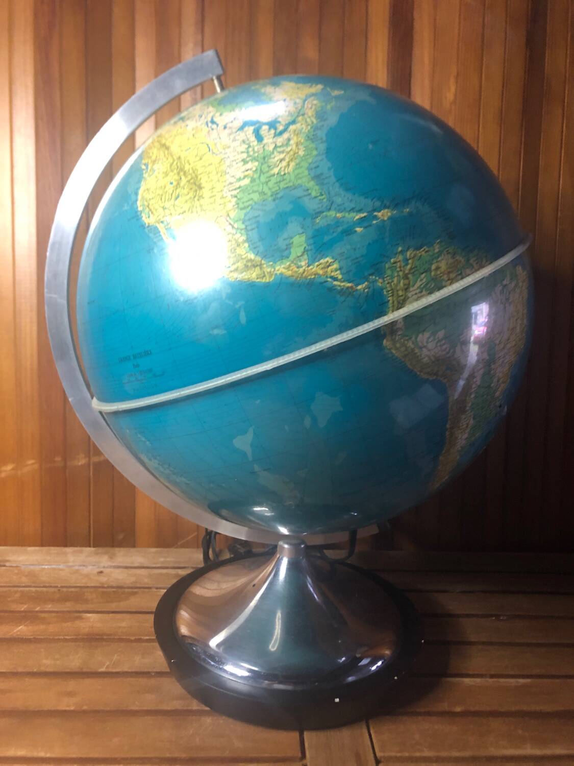 Old world map globe terrestrial grange batelière paris vintage #a356