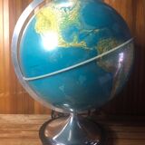 Old world map globe terrestrial grange batelière paris vintage #a356