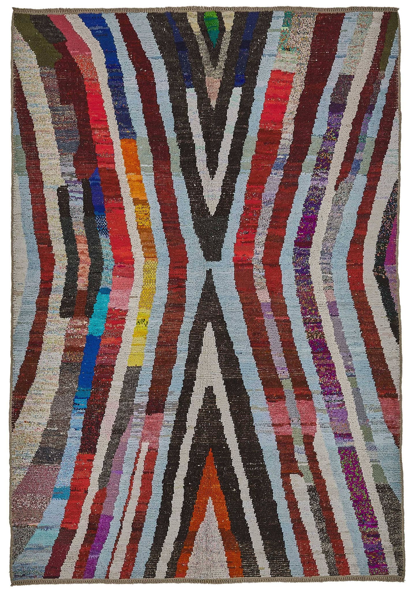 Tapis boho recyclé turc fait main 200 cm x 296 cm