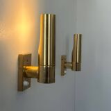 Pair of vintage adjustable brass wall lights, France 1970.