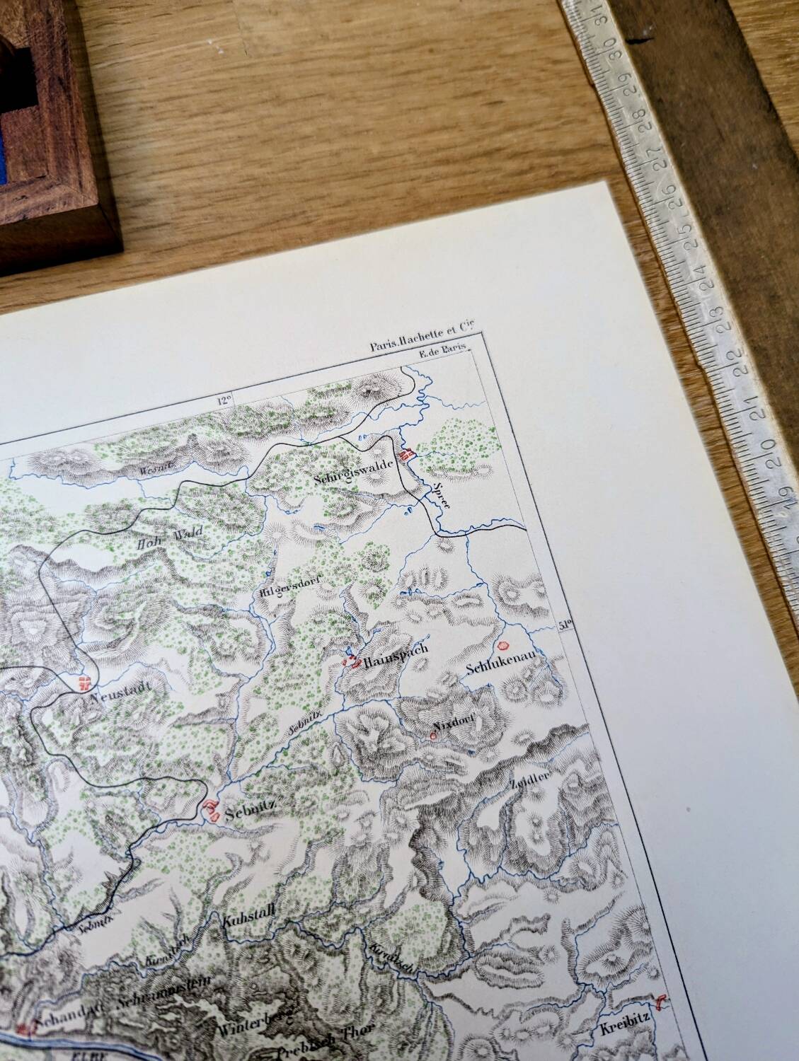 Dresden and Saxon Switzerland, original map printed in 1879.