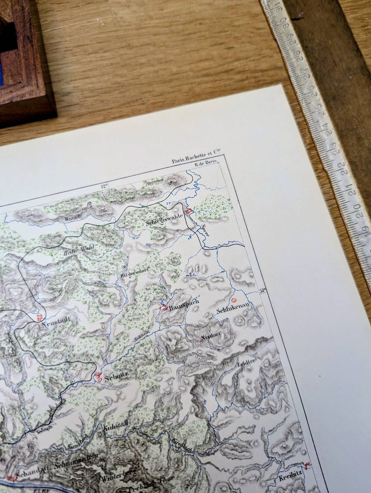 Dresden and Saxon Switzerland, original map printed in 1879.