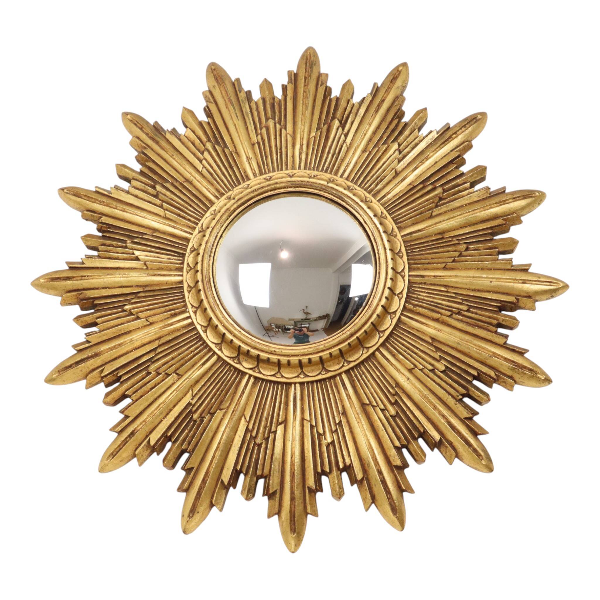 Gold Leaf Sunburst Mirror (Resin, 56cm)