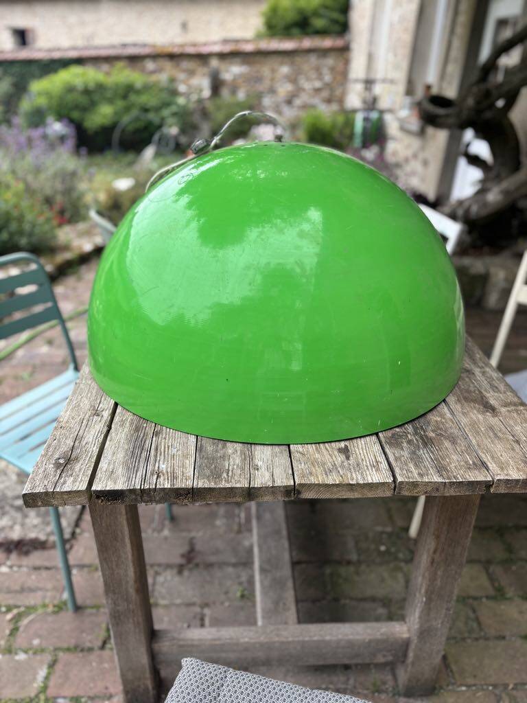 Green metal industrial pendant light