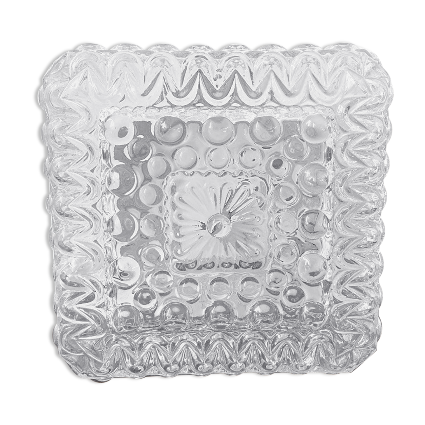 Ceiling lamp or wall lamp in square glass