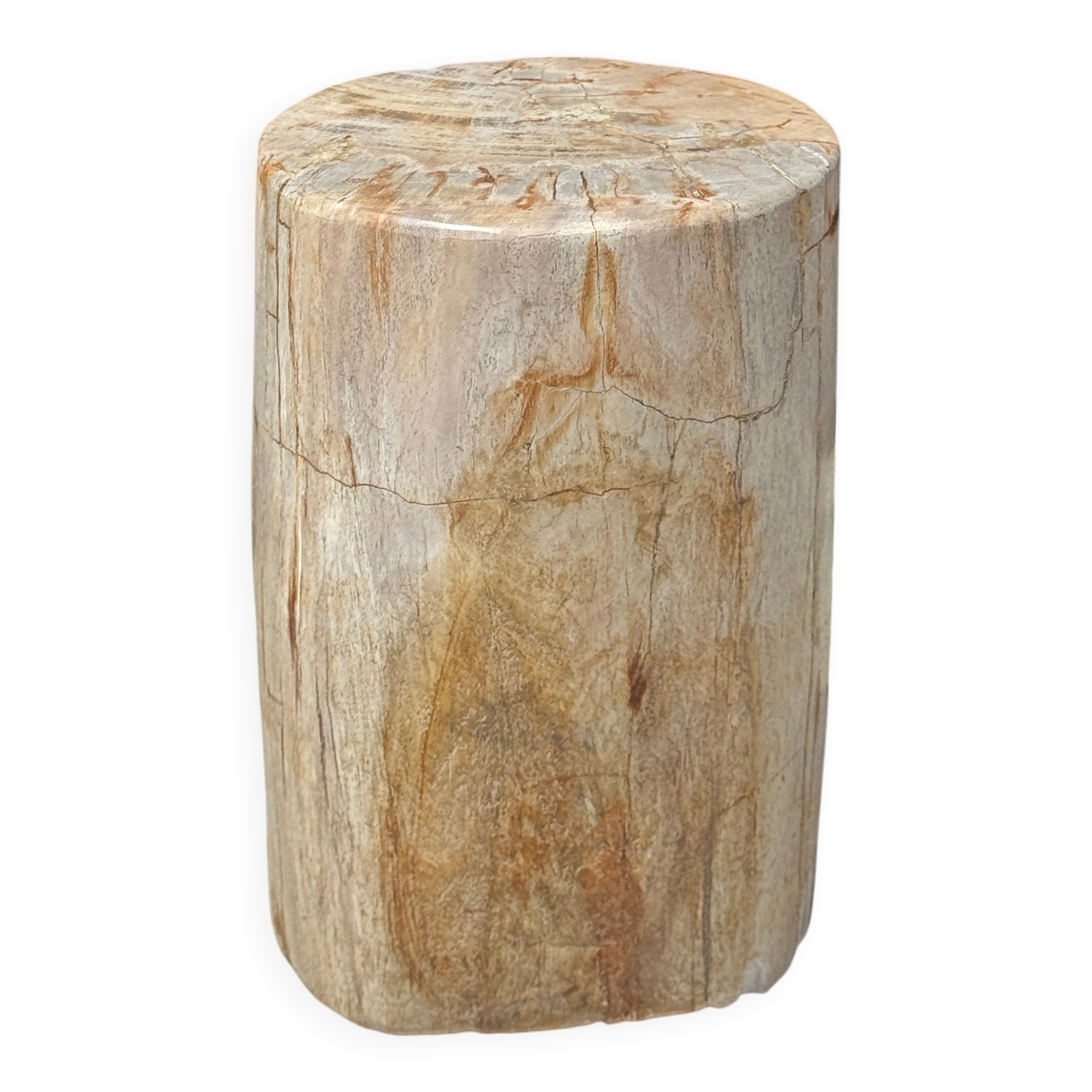 Small side table in white, grey, beige petrified wood H28 D18 - 3330
