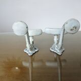 Pair of enameled cast iron coat hooks, 19th
