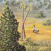 ROMME Joseph, animated naive landscape HST Haiti 20th century
