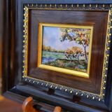 Original enamel painting, framed, signed EJ Guitard