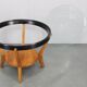 Mid-century oak and glass round coffee table by Kropáček & Koželka