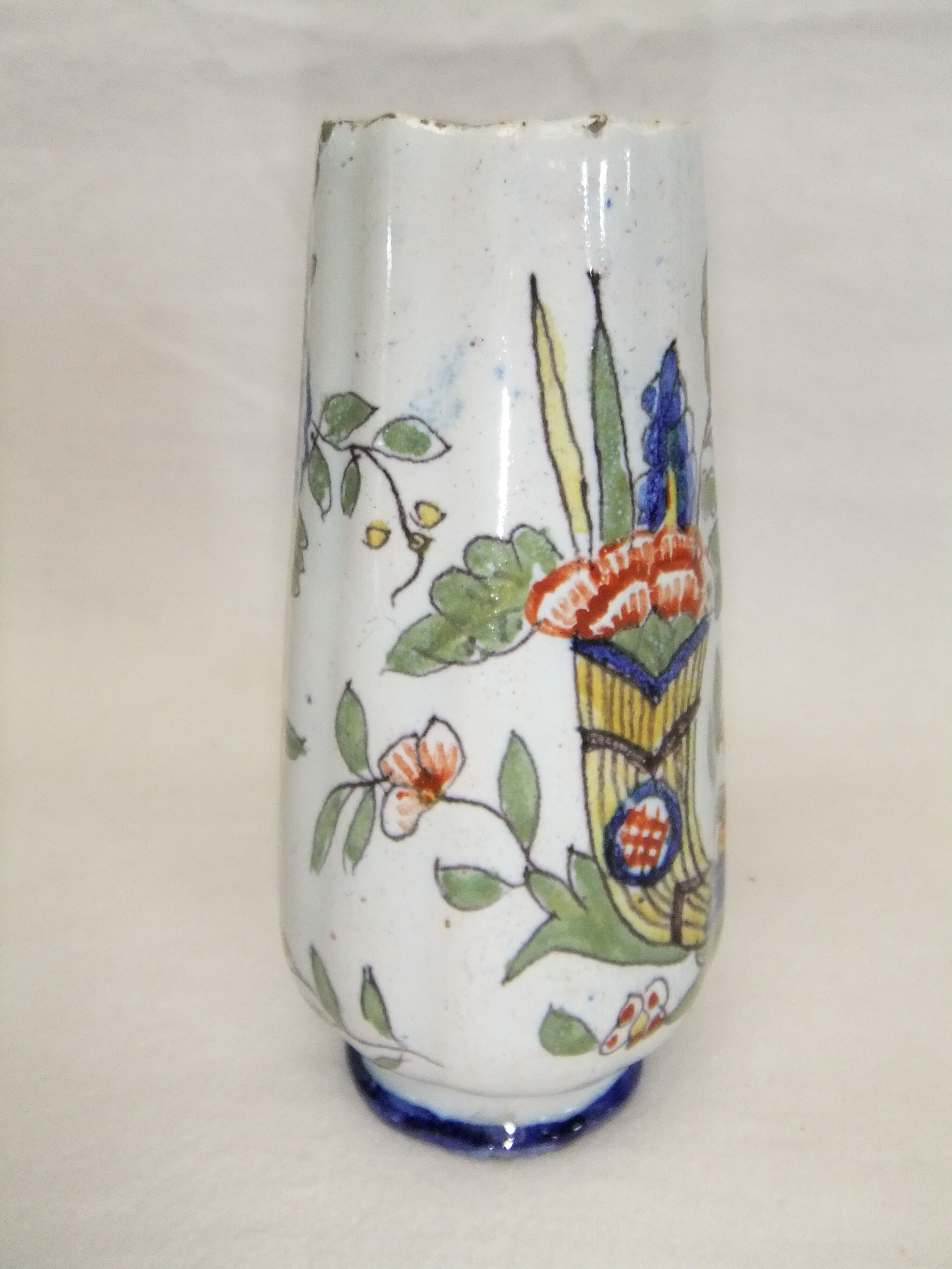 Vase Desvres Fourmaintraux Rouen Molicorne cornucopia of plenty