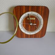 Clock in mahogany formica, metal, wood, glass, in its original box - Brand KIPLE - 70s