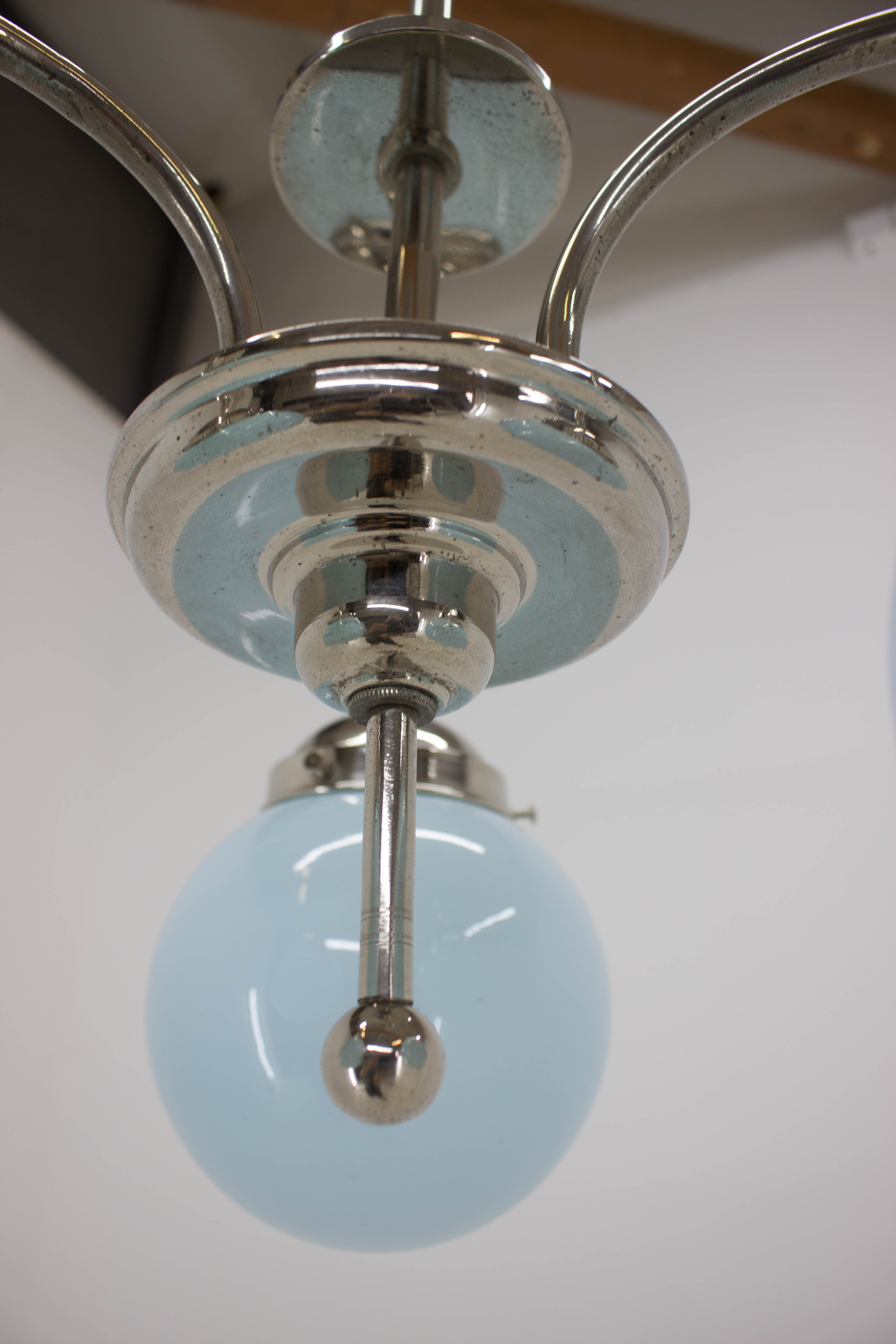 Blue art deco chandelier, 1930s