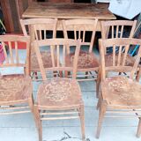 Set of six luterma chairs. Bistro. Pyrographs.