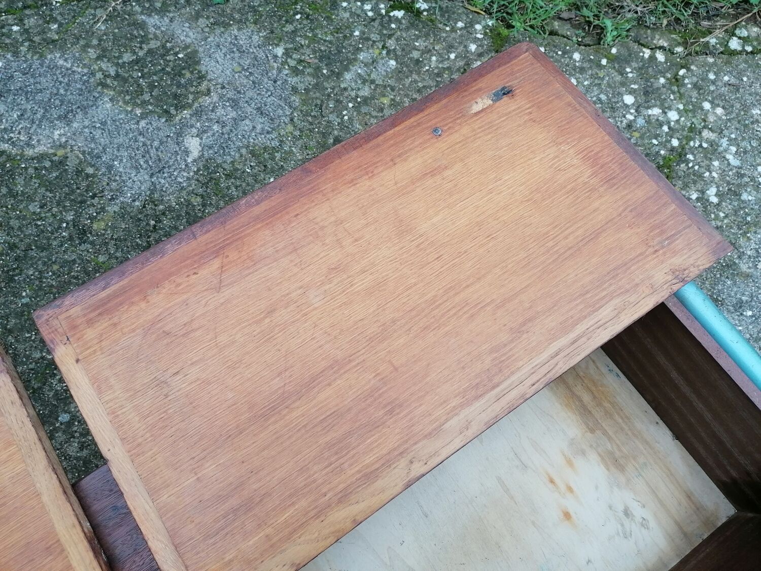 Vintage school desk coffee table with chests