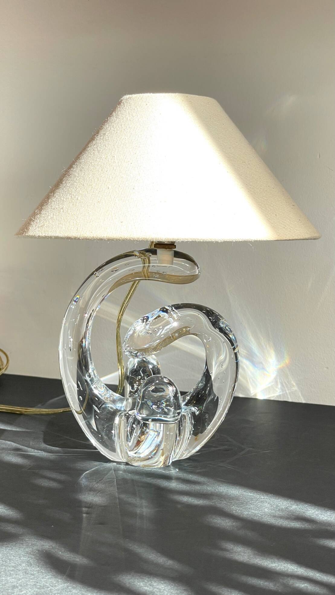Lampe cristal art déco gravée Paris France