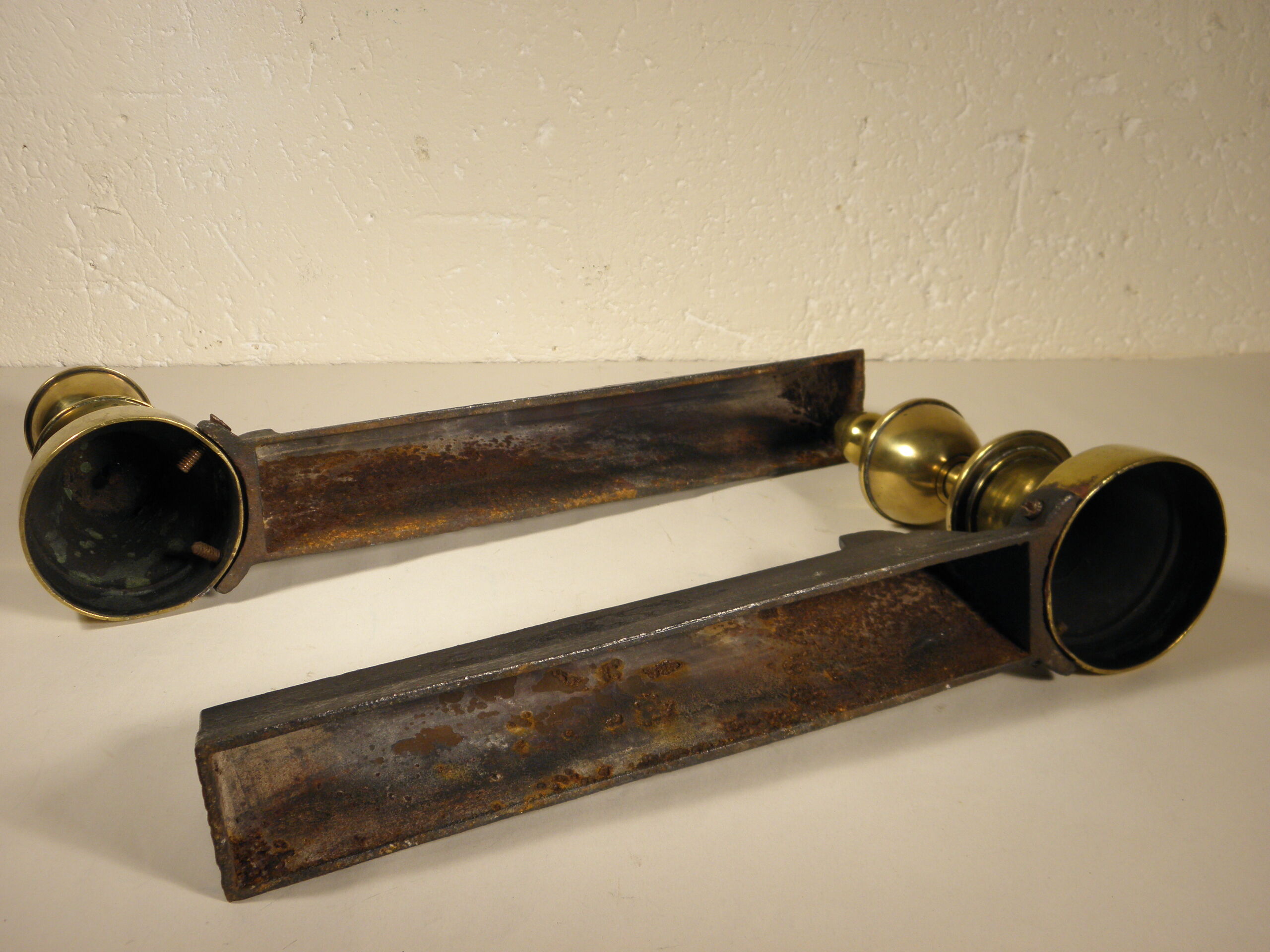 Pair of brass chenets