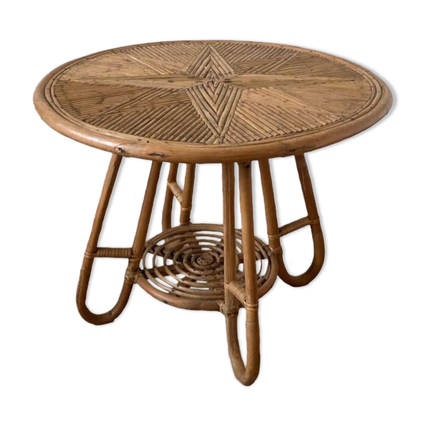 Round rattan coffee table