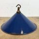 Industrial British Blue Enamel Factory Pendant Lamp, 1950s