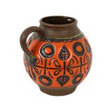 Rare Orange Convex Vase West Germany Pottery Wekara 1850-18