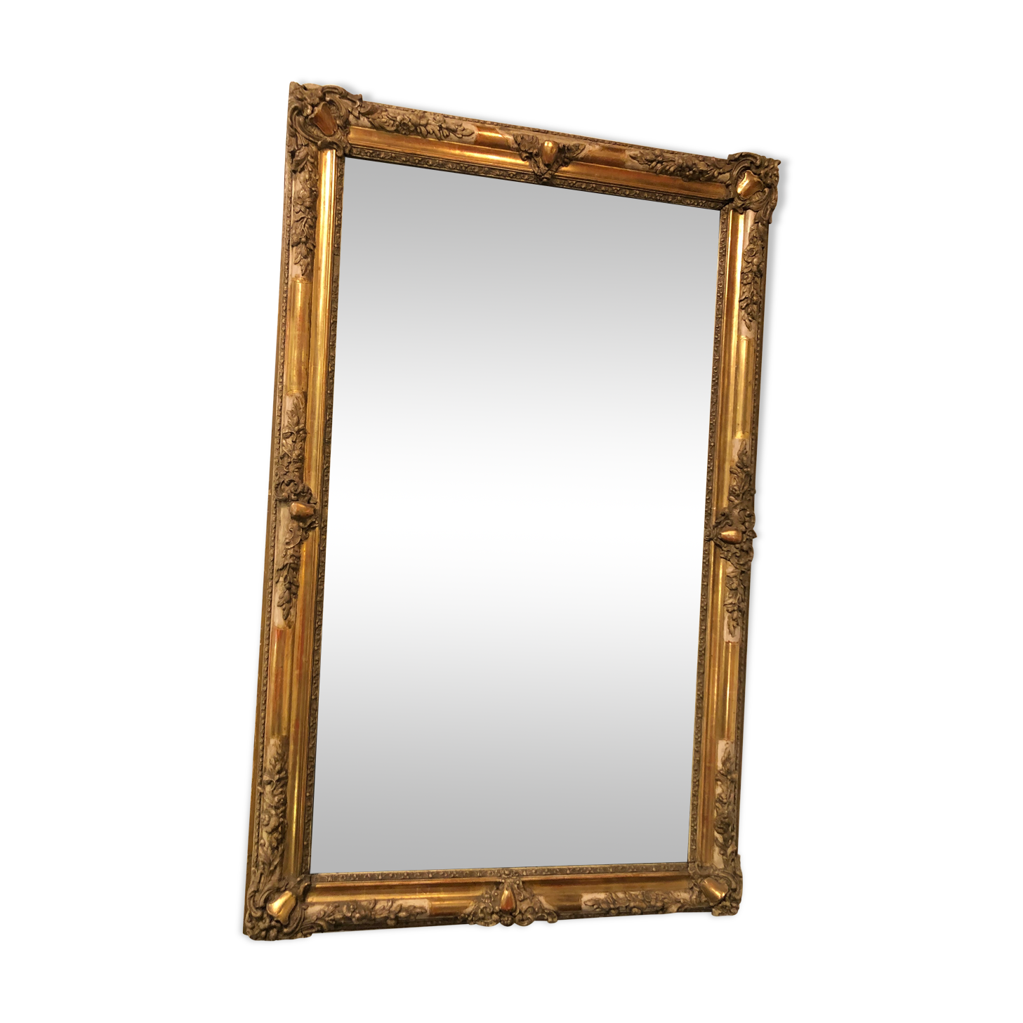 Miroir d'époque Restauration en bois stucké doré - 125x78cm