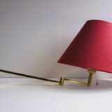 Large vintage brass swing arm wall lamp - Høvik Verk Norway - Hollywood Regency 1970s.
