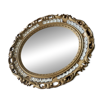 Kitsch 70s gold resin oval mirror