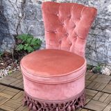 Pink velvet padded toad armchair 1970