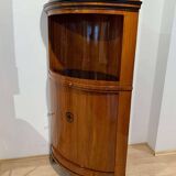 Biedermeier Corner Cabinet, Cherry Veneer, Ebony Inlay, South Germany circa 1820