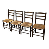 Set of 4 straw chairs from the 50s Dudouyt