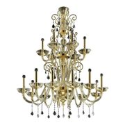 Chandelier vénitien en verre de Murano "Curls" en or impérial