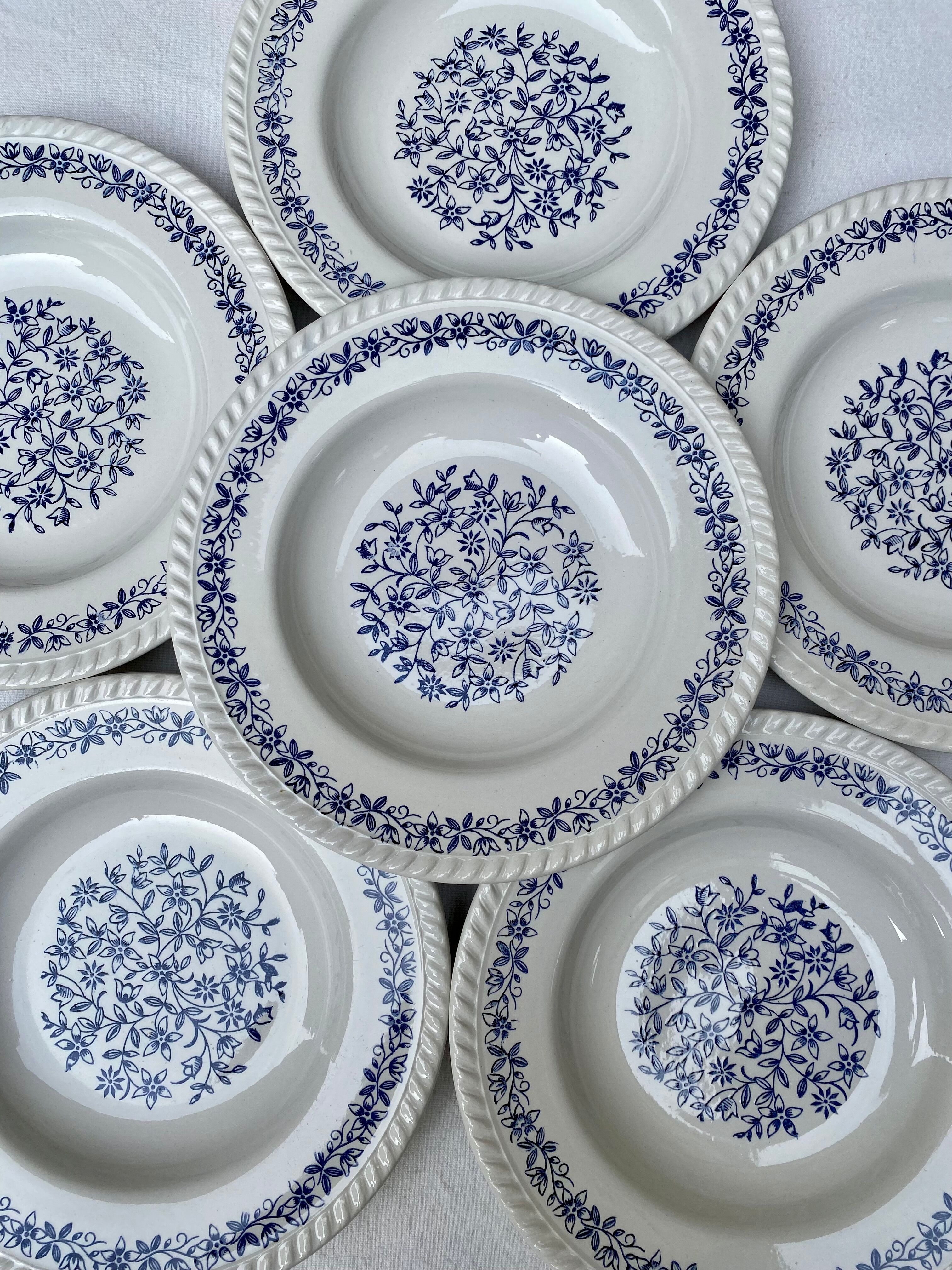 6 hollow plates blue flowers