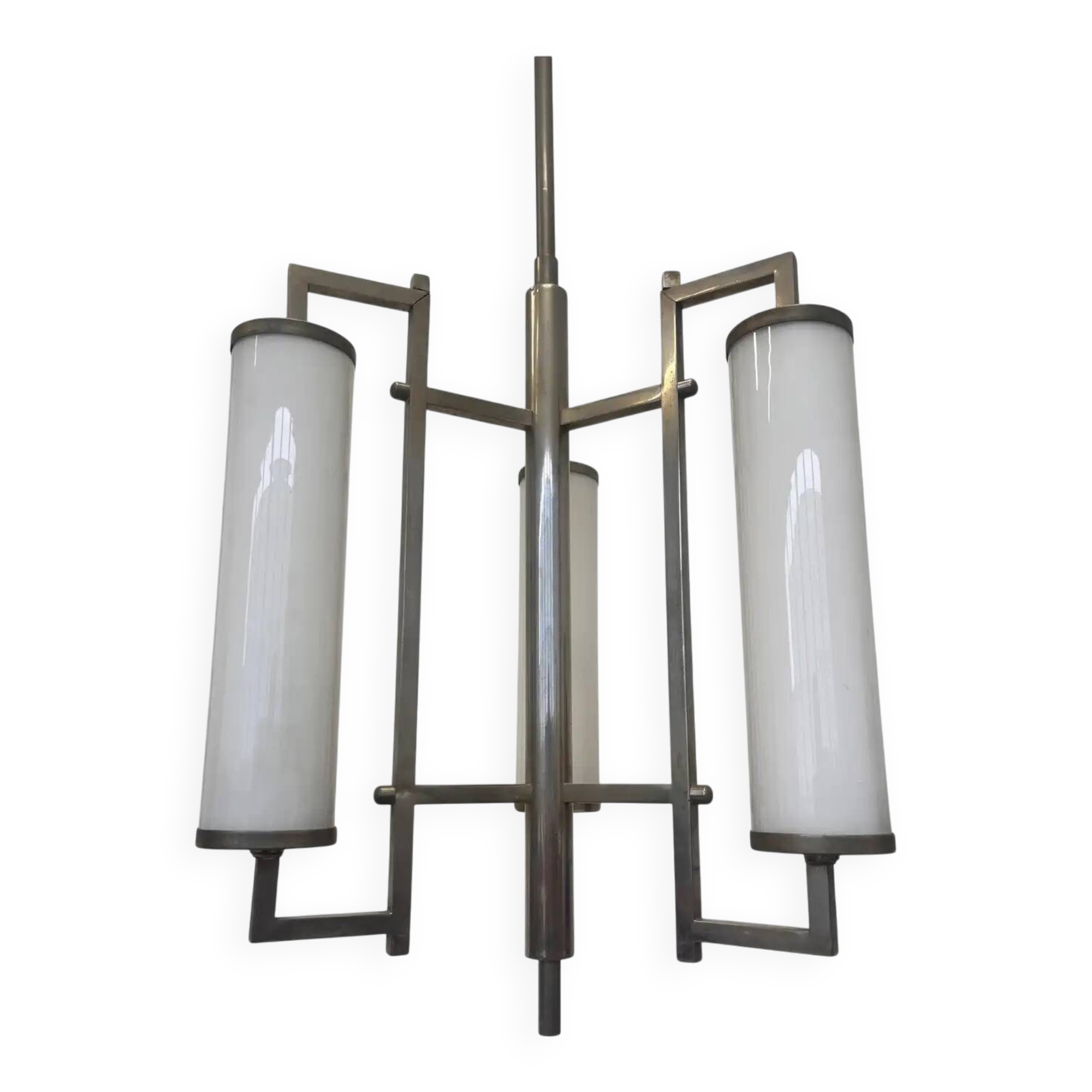 Lustre/suspension tubulaire chromé de style Bauhaus, design unique, années 1930 - fonctionnalisme