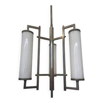 Lustre/suspension tubulaire chromé de style Bauhaus, design unique, années 1930 - fonctionnalisme