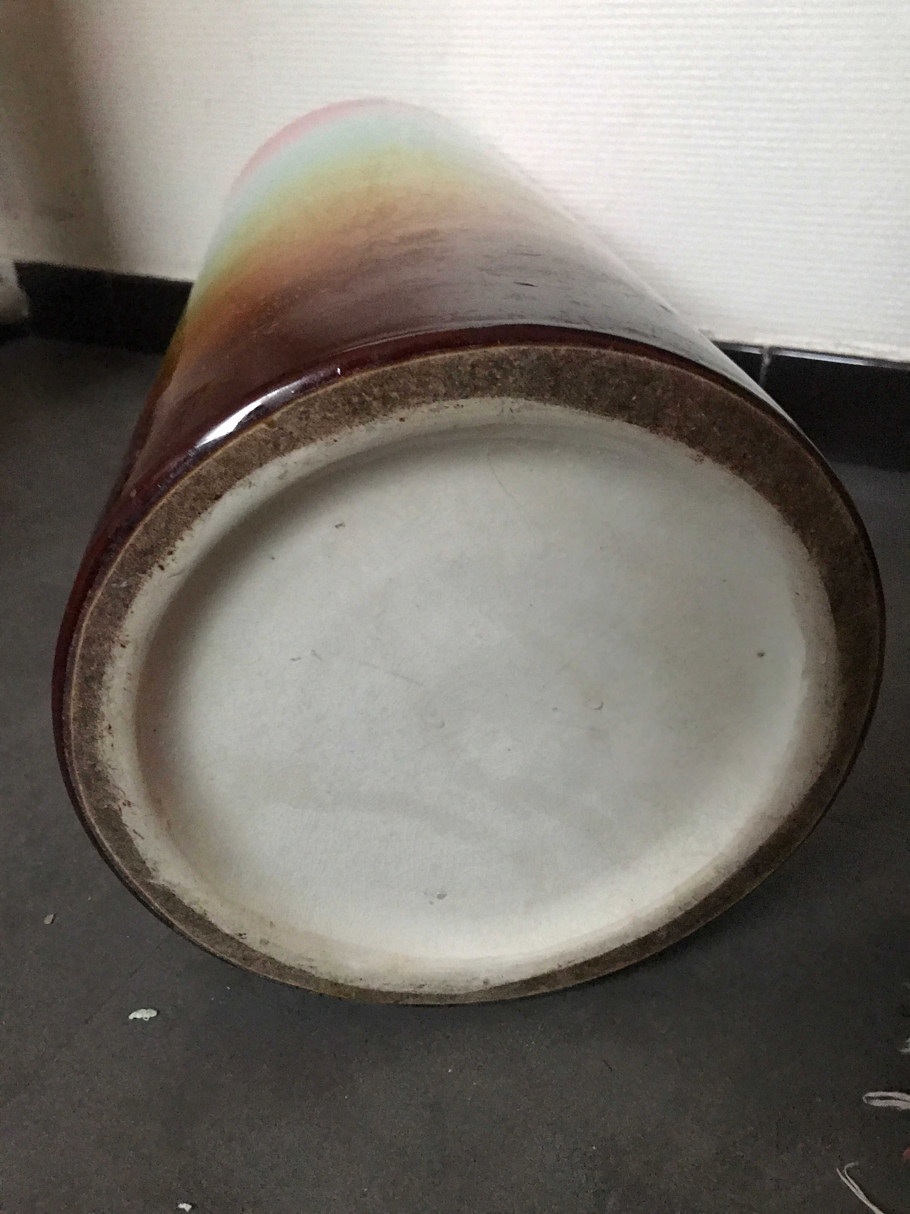 Umbrella door large vase in multicolor earthenware