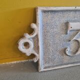 Antique french cast iron house number plate, from around 1900.