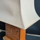 70s leather and wood pagoda lamps