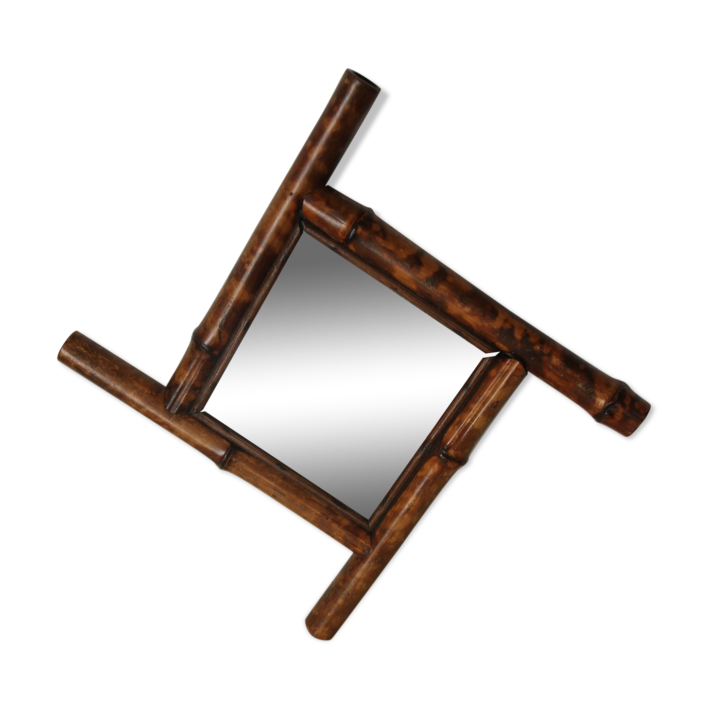 Square bamboo mirror 38x38cm