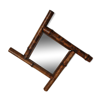 Square bamboo mirror 38x38cm