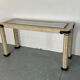 Table console vintage régence en travertin italien et laiton Maitland Smith.